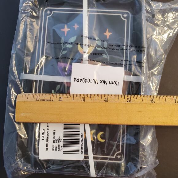 Tarot Card Melamine Plates Set 4 Appetizer Halloween Nicole Miller Rectangle New - Picture 6 of 7